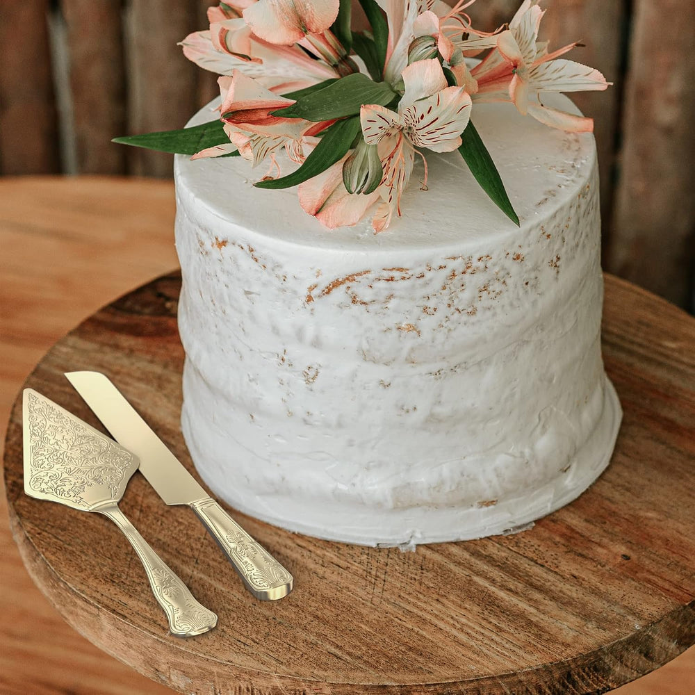 Orblue Wedding Cake Knife and Server Set - Premium, Beautifully Engraved Cutt...