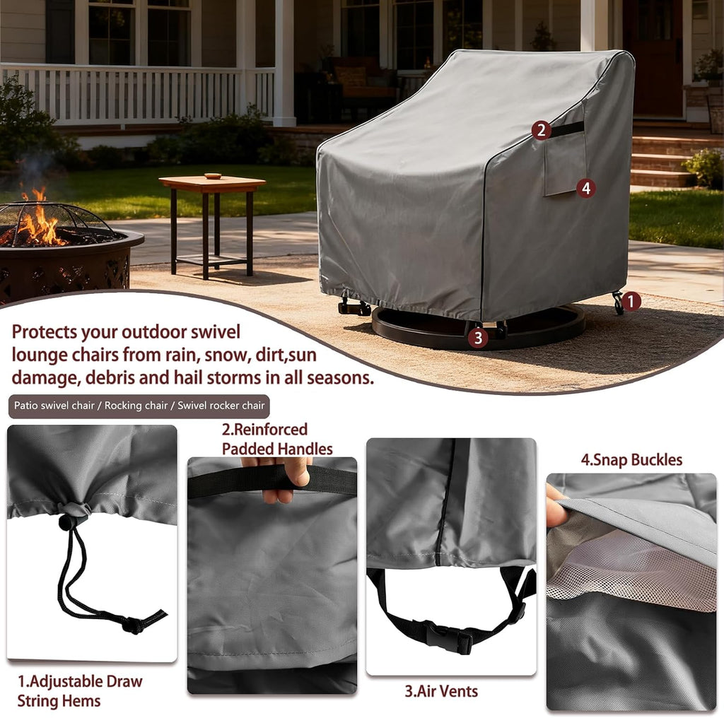 patio swivel chair cover 4 pack,waterproof heavy duty, close-up detail
