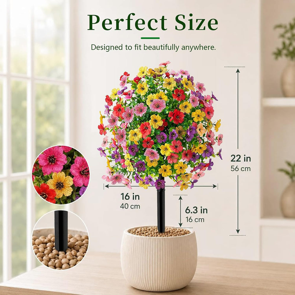2-Pack 22in Petunias,Artificial Flowers with Ground Stakes
