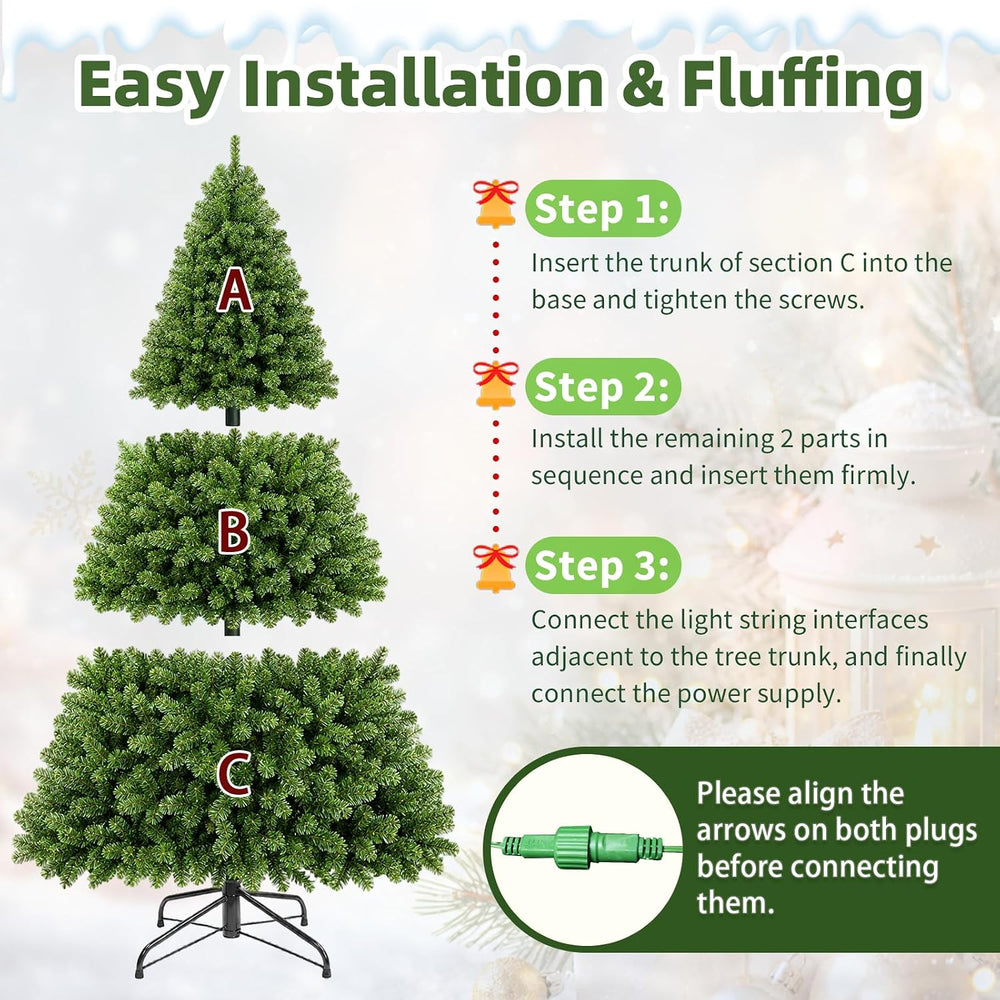 7ft Pre-Lit Christmas Tree with 360 Warm White LED Lights
