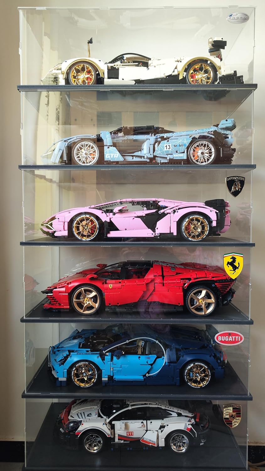 DuvinDD 2-Shelves Acrylic Display Case for 1/8 Scale Model Car Collectibles