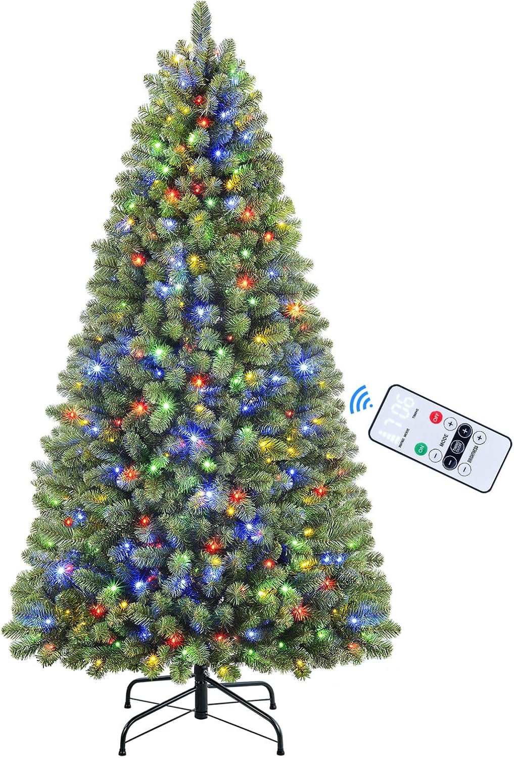 SHareconn 6.5ft Prelit Premium Artificial Classic Spruce Christmas Tree with Remote Control,Timer