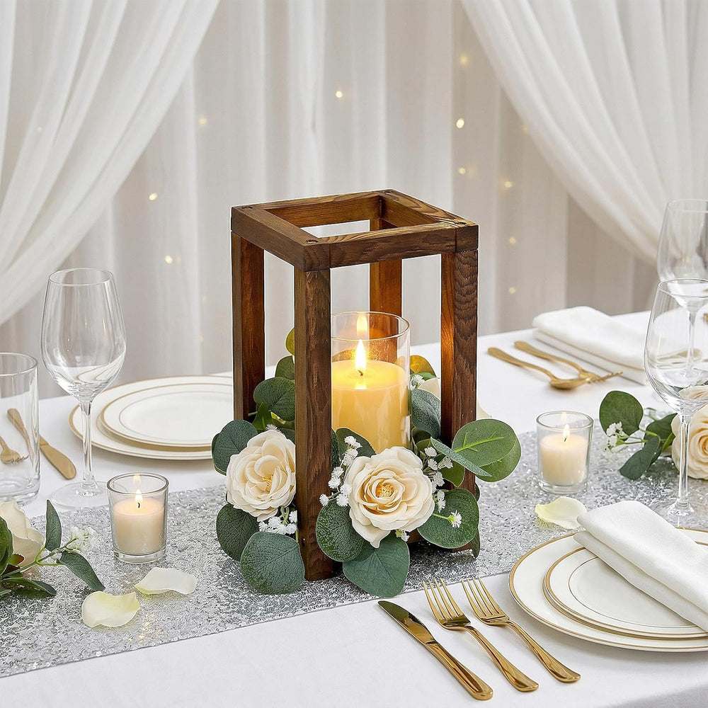 18 Pcs Wooden Lantern Centerpiece