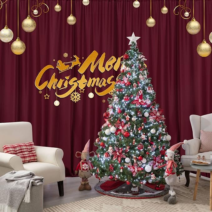 MYSKY HOME Burgundy Backdrop Curtains for Parties, Weddings, Stage - 10ft x 10ft, 2 Panels (2PCS)