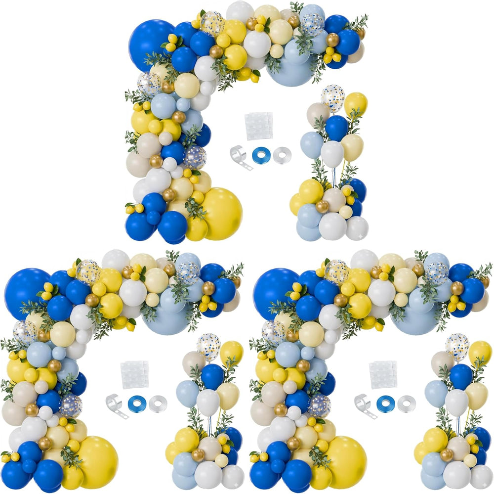 160pcs Royal Blue Yellow Lemon Balloon Arch Kit for La Dolce Vita Party Decor...