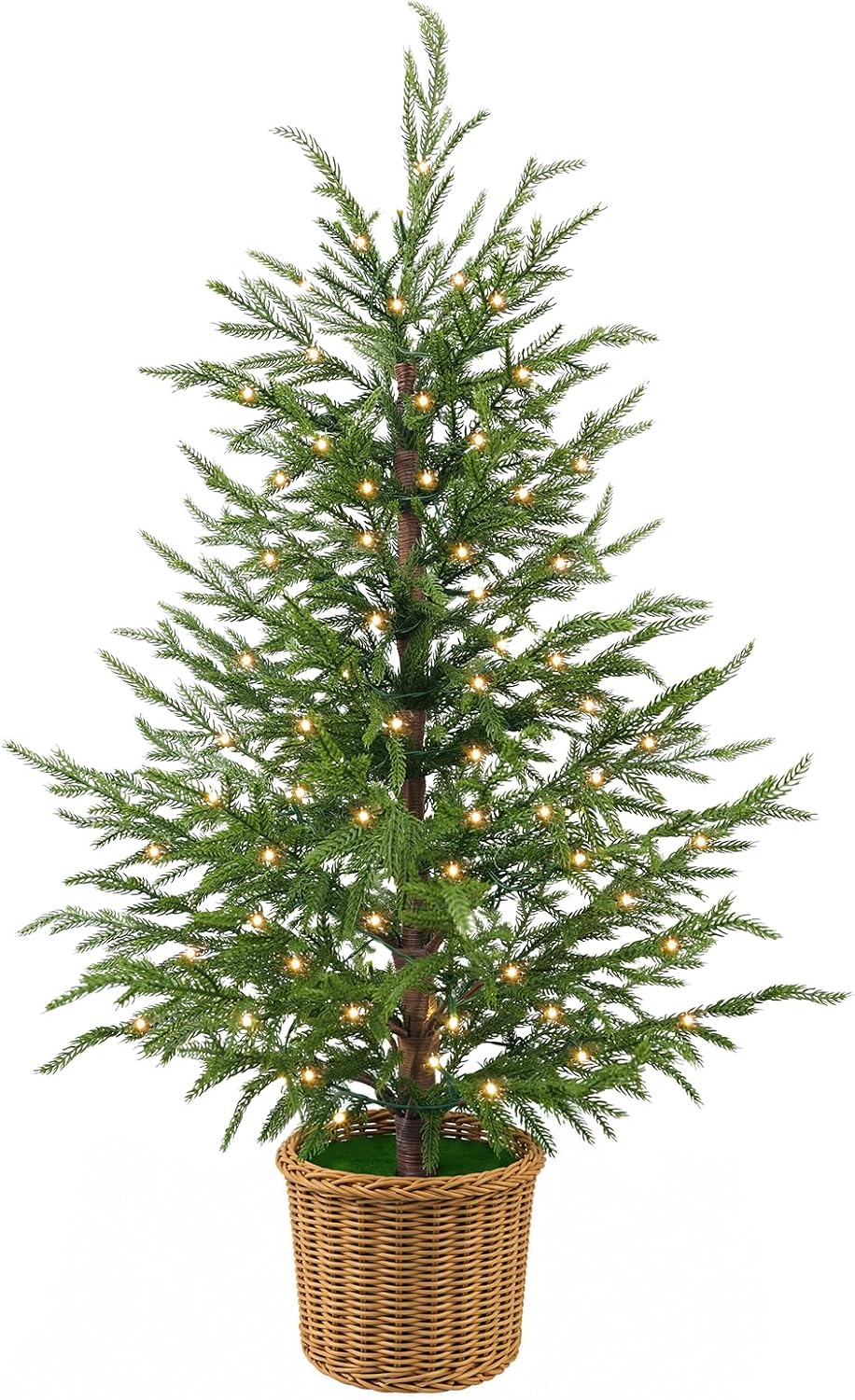 Christmas Decorations 3FT Pre-Lit Artificial Norfolk Pine Xmas Tree
