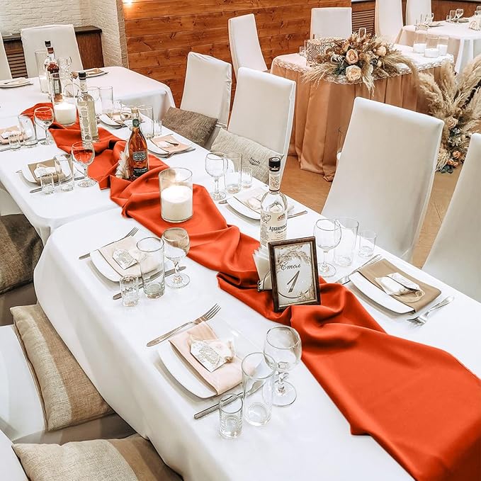 10 Pack 10ft Terracotta Chiffon Table Runners Wedding Table Runner Sheer Romantic Tulle Table Runner for Christmas Wedding Bridal Tea Party Baby Shower Birthday Party Table Decorations(120 x 12 in)