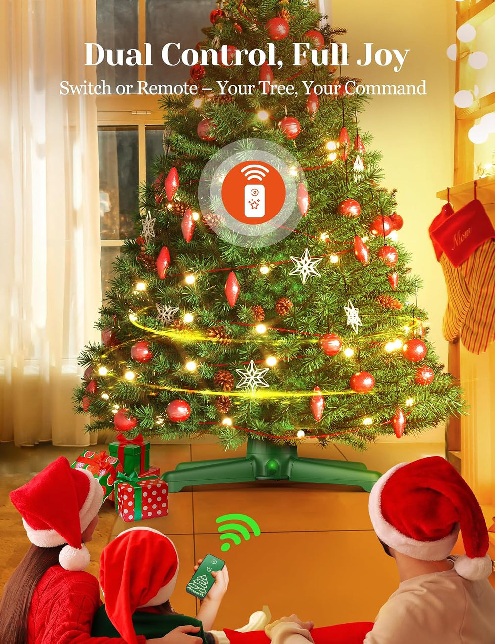 360° Rotating Christmas Tree Stand with Remote & Manual Control, 7.5ft/90lb