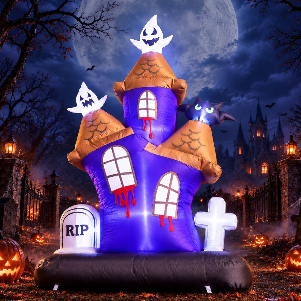 6.2FT Inflatable Halloween Decoration Outdoor Blow Up Castle Yard LED Decor