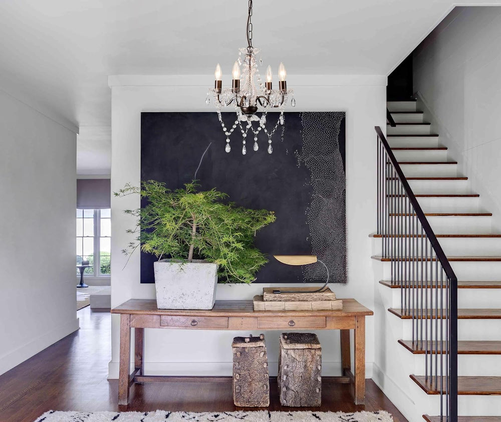 LaLuLa Mini Acrylic Crystal Chandelier Modern Farmhouse Bronze Chandeliers Li...