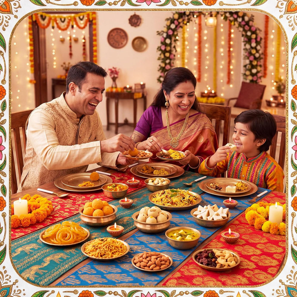 Gilprop 4 Pcs Diwali Table Runner 13x72 Inch Indian Table Cloth Decoration