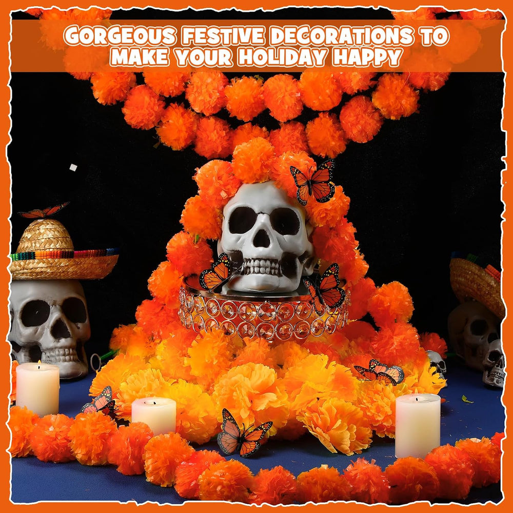 Yunsailing 96 Pcs Day of The Dead Artificial Marigold Set Diwali Decoration