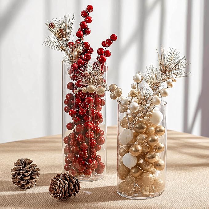 12pcs Clear Cylinder Vases for Centerpieces, Glass Flower Vases for Wedding Decorations and Home Decor, 6 Inch Glass Hurricane Candle Holder for Table Shelf