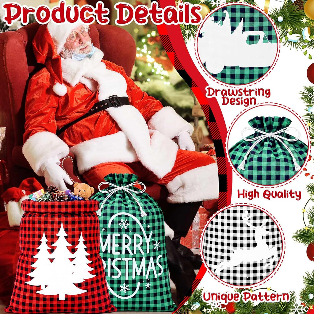 windyun 16 pcs christmas drawstring bag santa sack showing dimensions