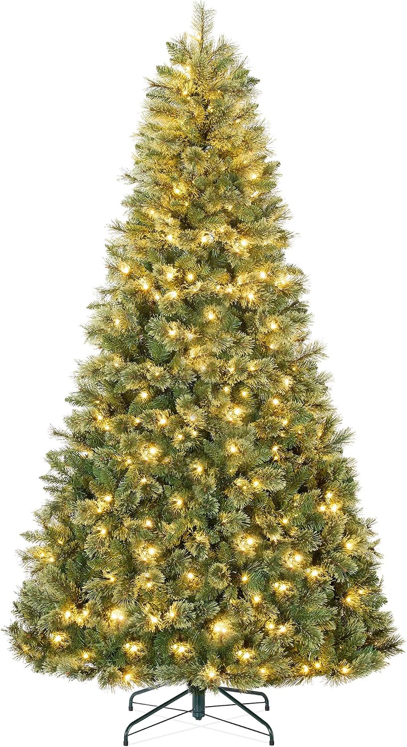 Best Choice Products 7.5ft Pre-Lit Cashmere Christmas Tree, Premium Artificia...