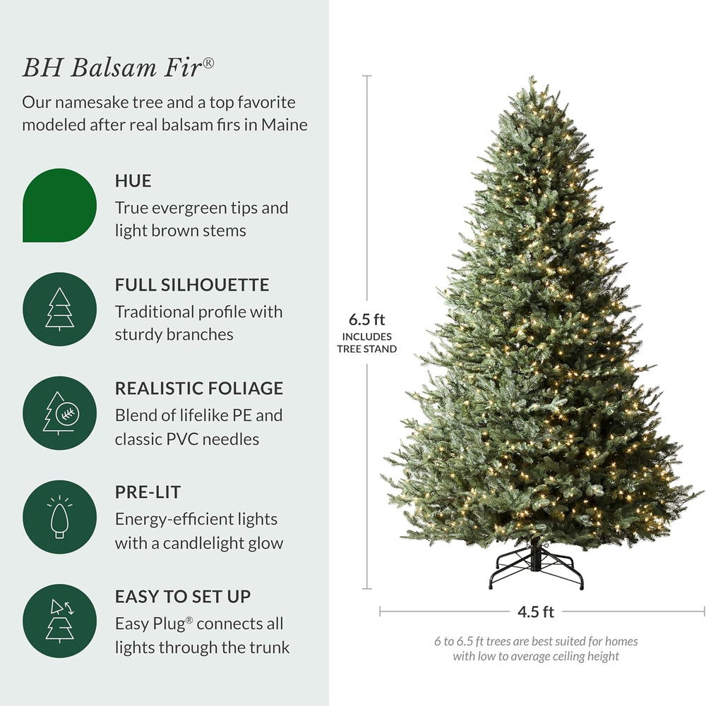 Balsam Hill BH Balsam Fir Full Tree - Realistic Artificial Christmas Tree wit...