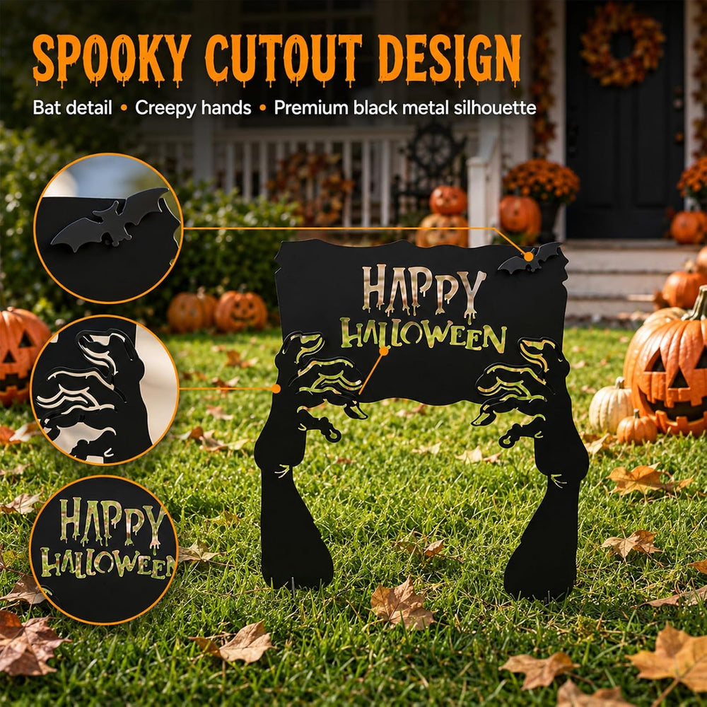 Metal Hand Happy Halloween Garden Stakes，Decorative Scary Yard Stakes