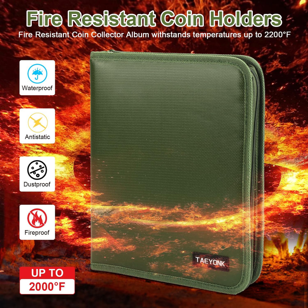 Coin Collection Book Holder for Collectors, 520 Pockets Fireproof Coins Colle...