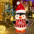 MUMTOP Lighted Christmas Penguin Decoration with Santa Hat Pop Up Ornament