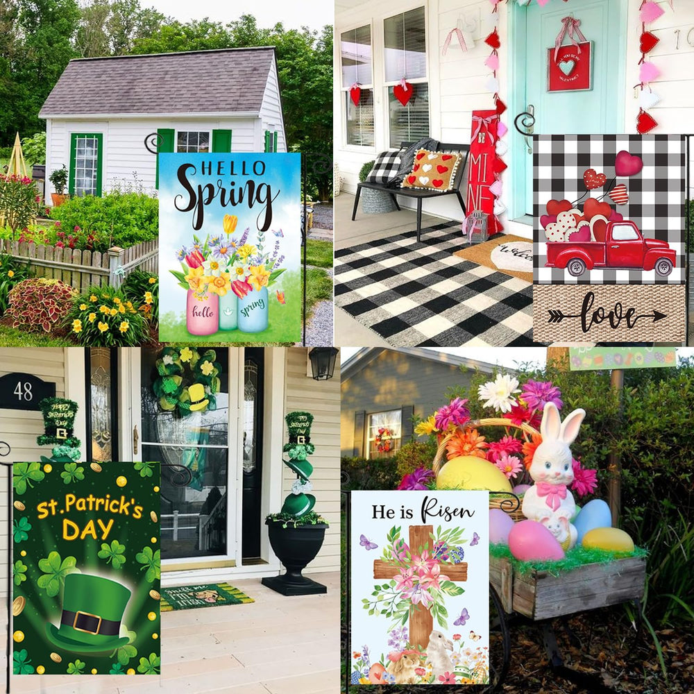 Seasonal Garden Flag Set of 20 - Double Sided 12 x 18 Inch Small Yard Flags
