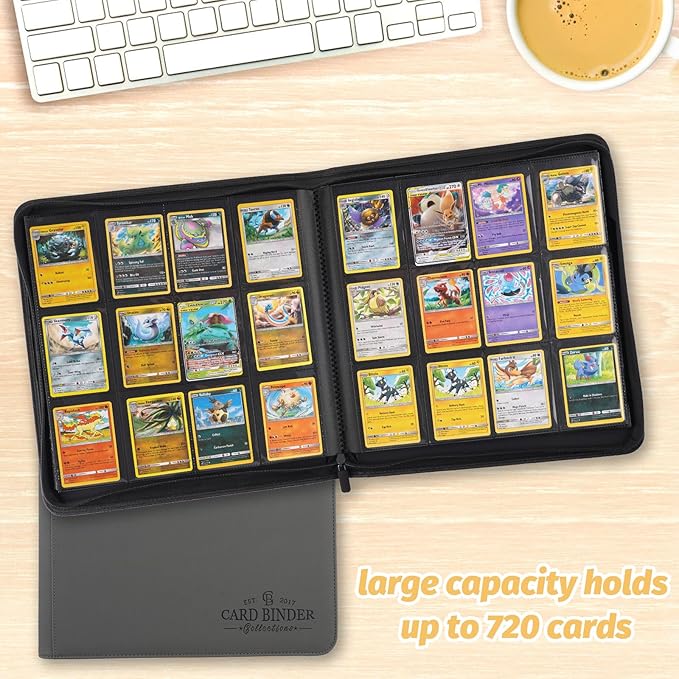 Trading Card Binder, Card Collection Binder Album Folder with 720 Side Loading Pockets, 12 Pocket Trading Card Album Folder for TGC,MTG, Baseball Cards, Yugioh