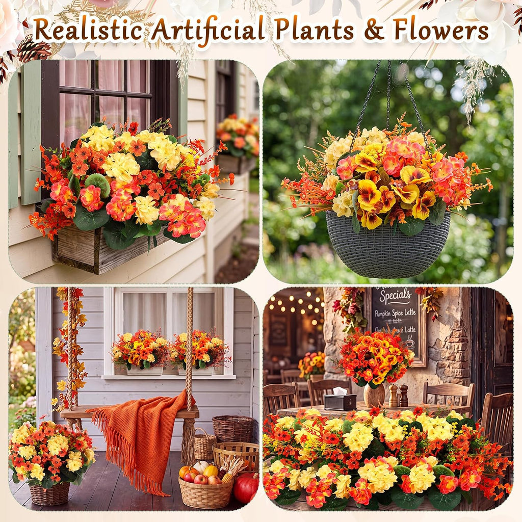 Thiccywoov 40 Bundles Fall Artificial Flowers for Outdoor Plants Decor