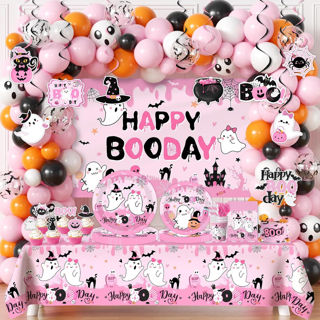 Halloween Birthday Party Decorations Serve 24, Pink Halloween Tableware