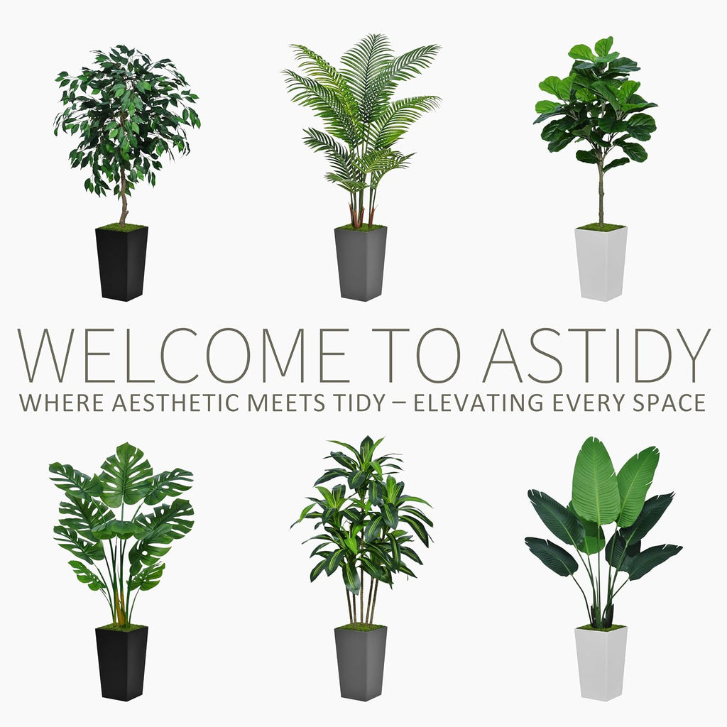 astidy artificial plant 5ft dracaena fake tree with, side view