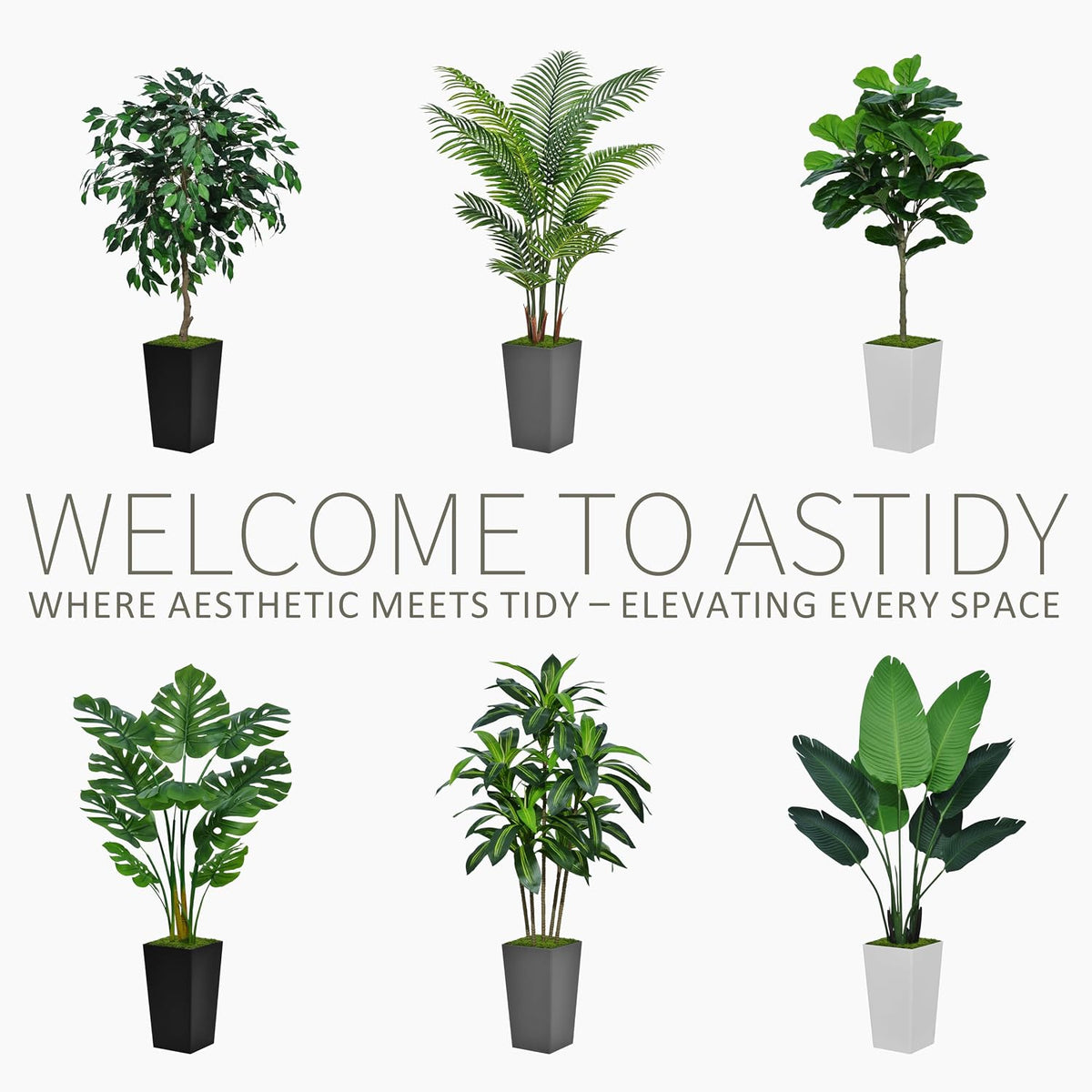 ASTIDY Artificial Plant 5FT Dracaena Fake Tree with Black Tall Planter
