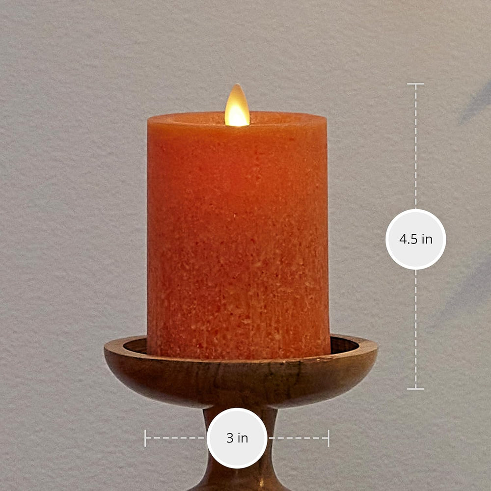 Luminara Sea Glass Candle, Harvest Pumpkin 3" x 4.5", Real Wax LED