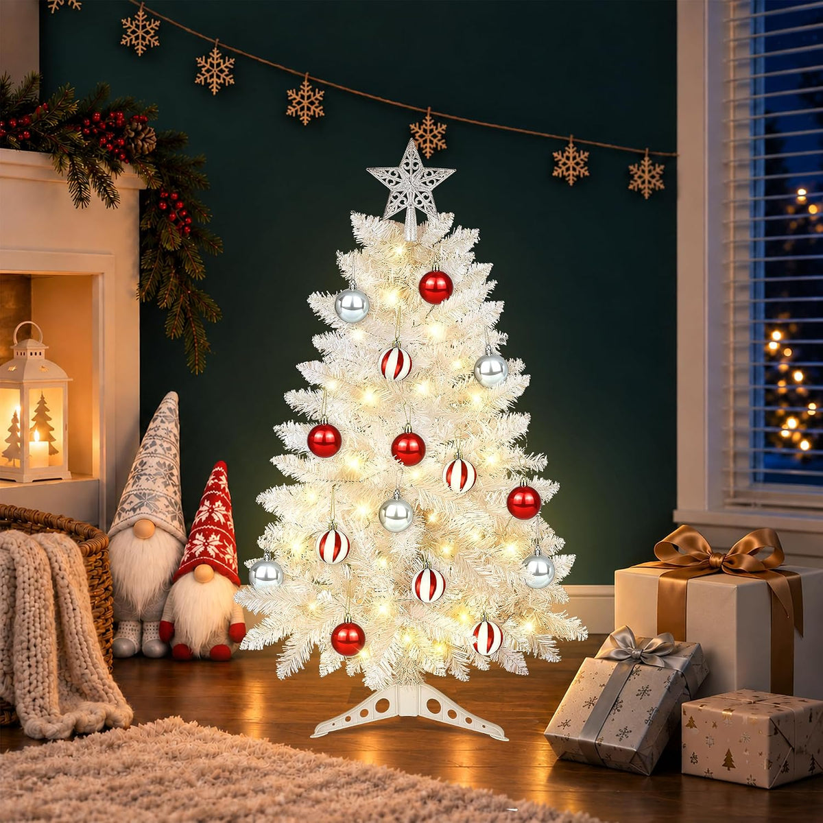 [timer & 8 modes] 3ft white christmas tree on a desk or shelf