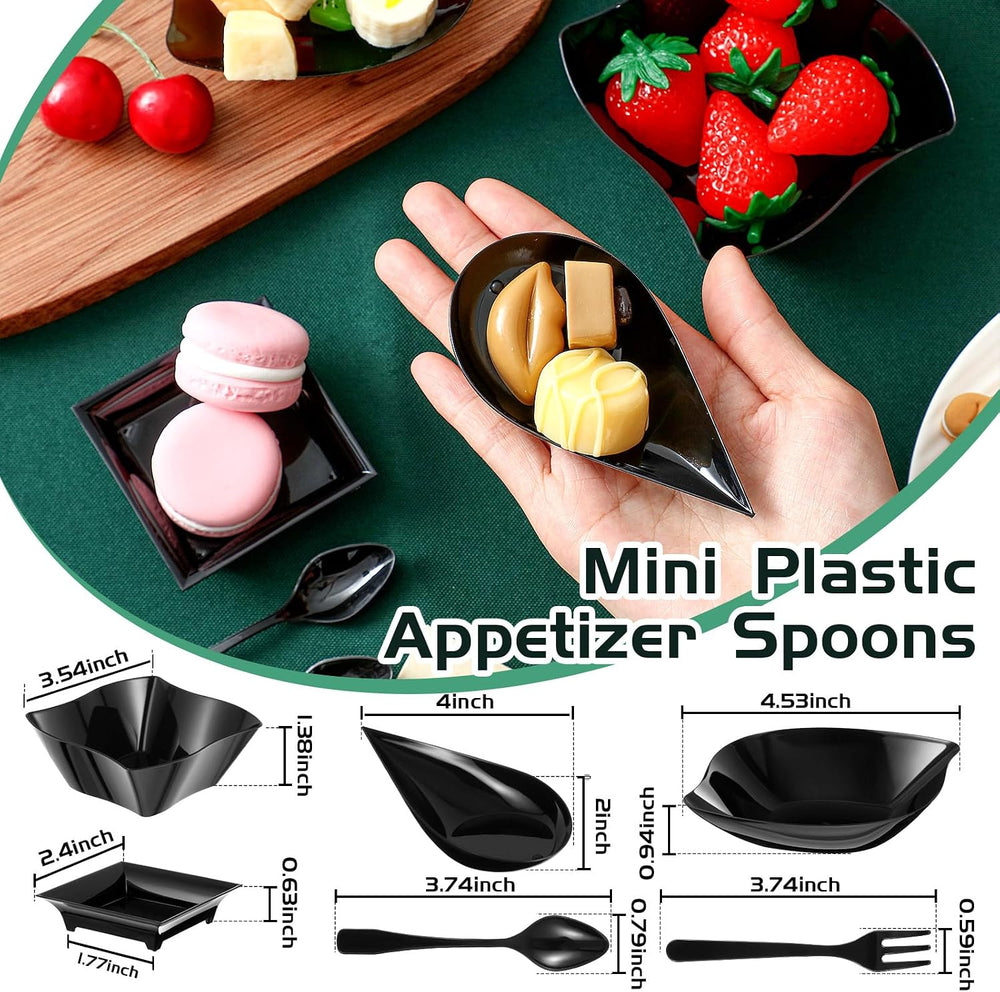 200 Pcs Mini Appetizer Plates Disposable, Classic Style, Black