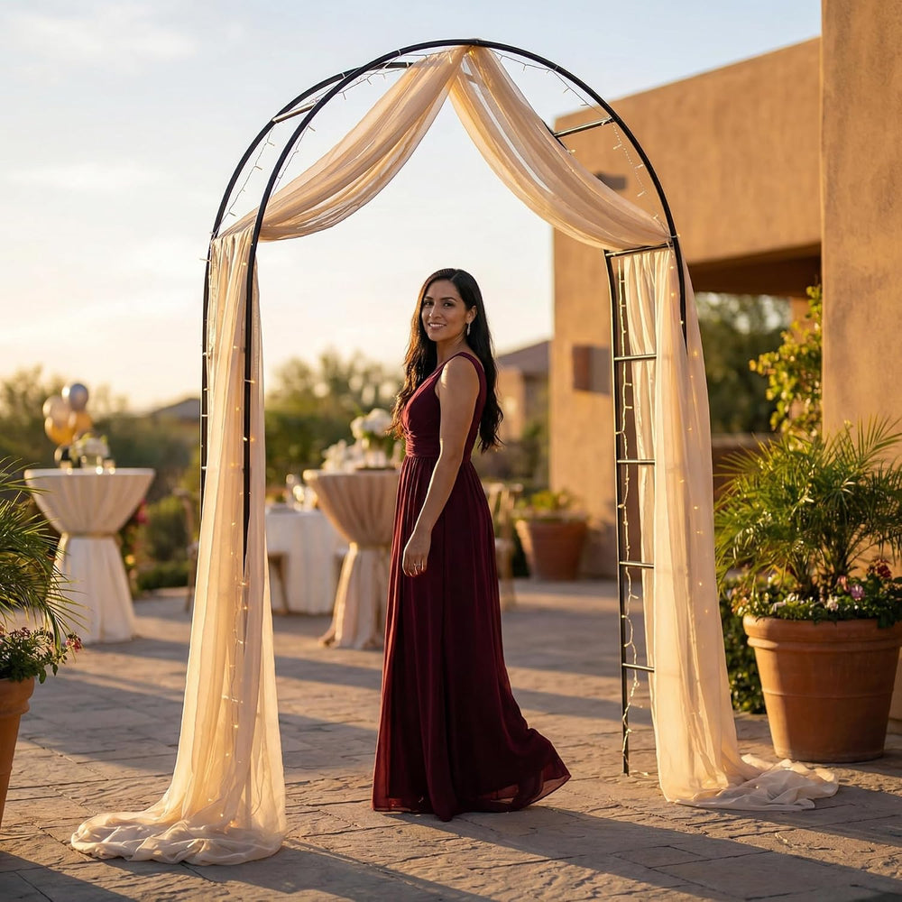 Elegant Metal Garden Pergola Arbor 55" W x 94.5" H Trellis
