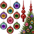 Yinder 10 Pcs Vintage Christmas Glass Ornament and Tree Topper for Tree