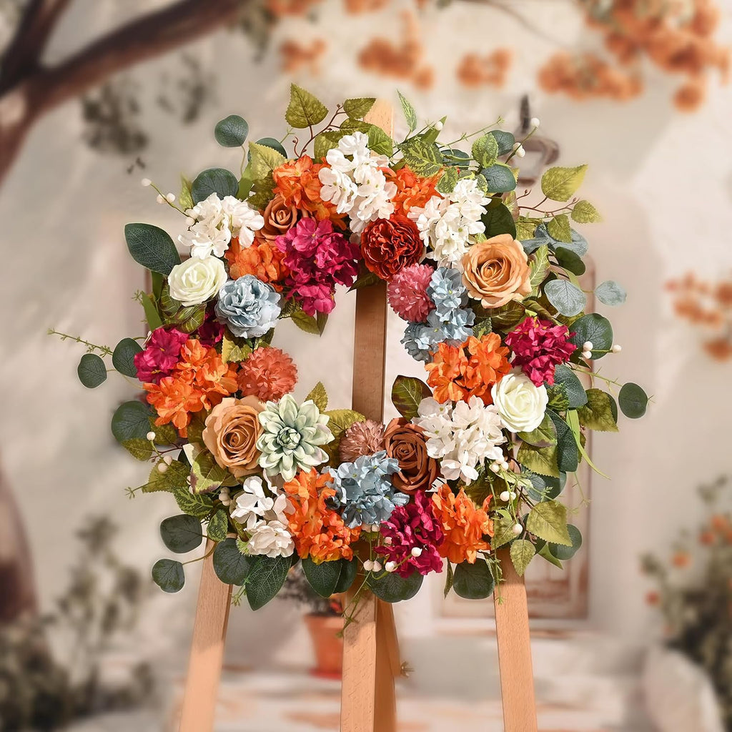 Fall Wreaths for Front Door, 26 Inches Fall Wreath with Hydrangea