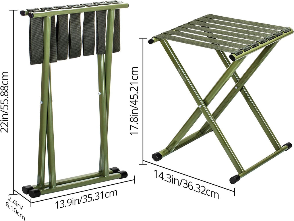TRIPLE TREE Folding Stool 17.8" Height Heavy Duty Camping Stool Outdoor Portable Chair Hold up to 600 lbs for Walking Hiking Fishing