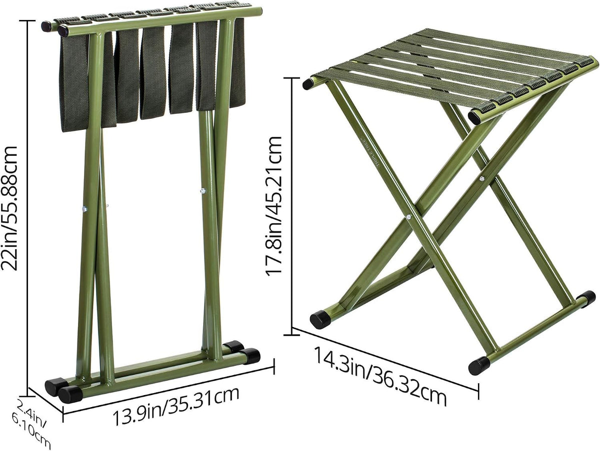 TRIPLE TREE Folding Stool 17.8" Height Heavy Duty Camping Stool Outdoor Portable Chair Hold up to 600 lbs for Walking Hiking Fishing