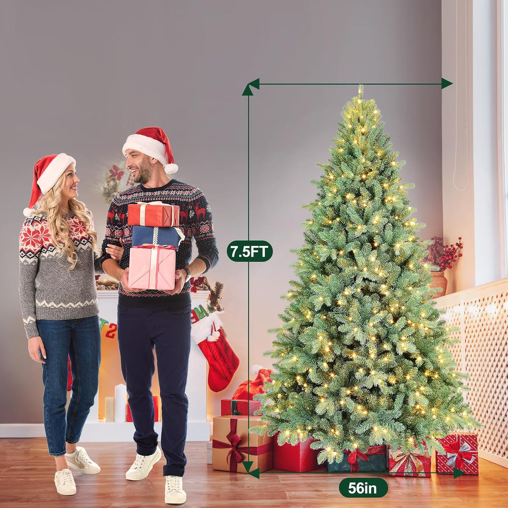 7.5ft Prelit Artificial Christmas Tree, Blue Spruce Xmas Tree with Lights &am...