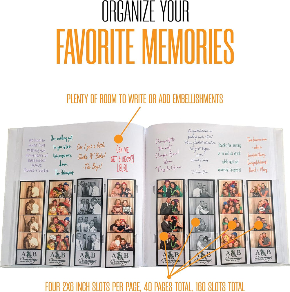 2x6 Photo Strip Album, White Cover White Pages, 2 Gel Pens