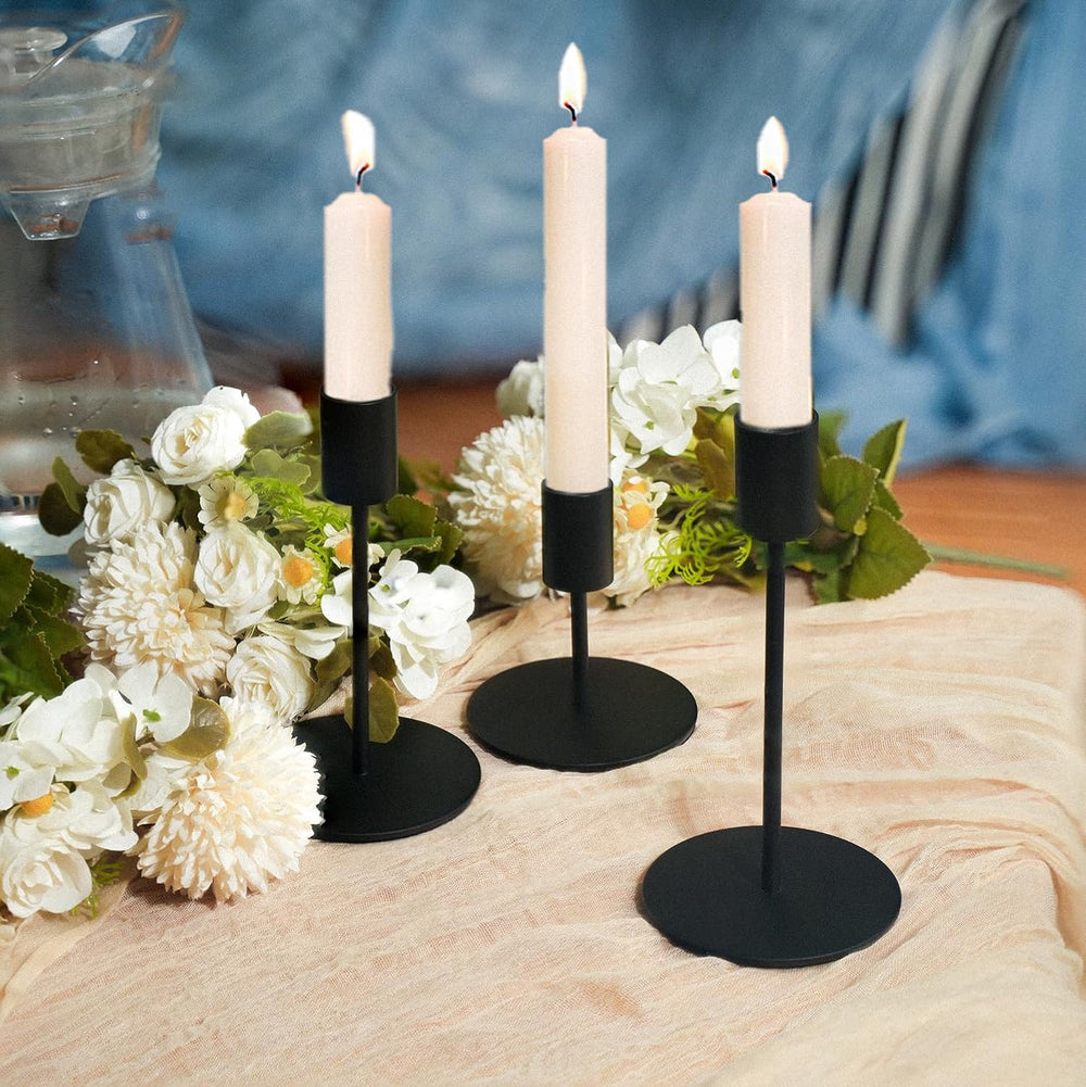 Black Candlestick Holders Set of 18, Bulk Decorative Metal Candelabra Fits 0....