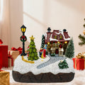 Christmas Village Houses Scene Christmas Indoor Decorations Village House Figurine Light Xmas Tree Decor Gift Winter Holiday Ornament
