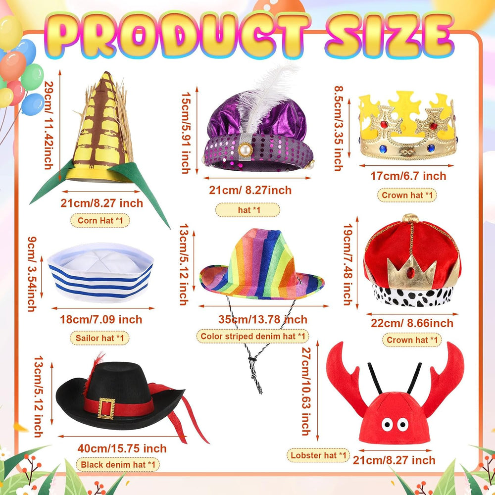 Hercicy 8 Assorted Funny Hats, Crazy Party Hats for Adult, Photo Booth Prop