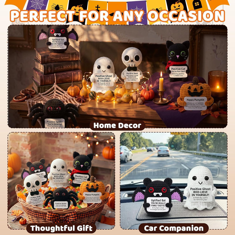 Mixweer 6 Pack Halloween Crochet Ghosts Positive Gifts for Adults