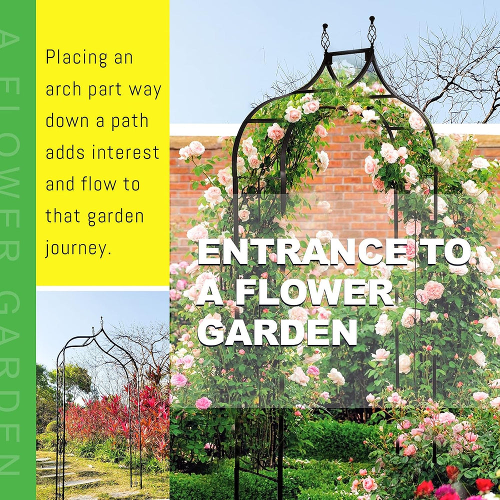 Black Iron Garden Arch Trellis 14.2" L x 46.5" W x 98.4" H Arbor