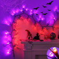 9 FT 72 LED Willow Vine Twig Decor Black Halloween Garland with Orange Purple Lights, Timer 8 Modes Waterproof Battery Operated Indoor Halloween Decorations for Wall Fireplace Mantle Home Office Decor