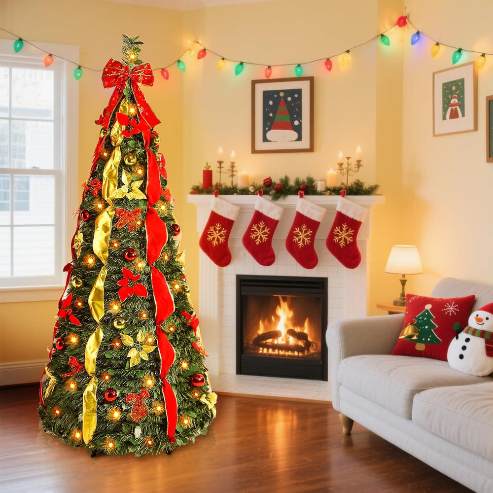 Alupssuc 6FT Pop Up Christmas Tree, Full Shape, Remote, Dual Color Lights