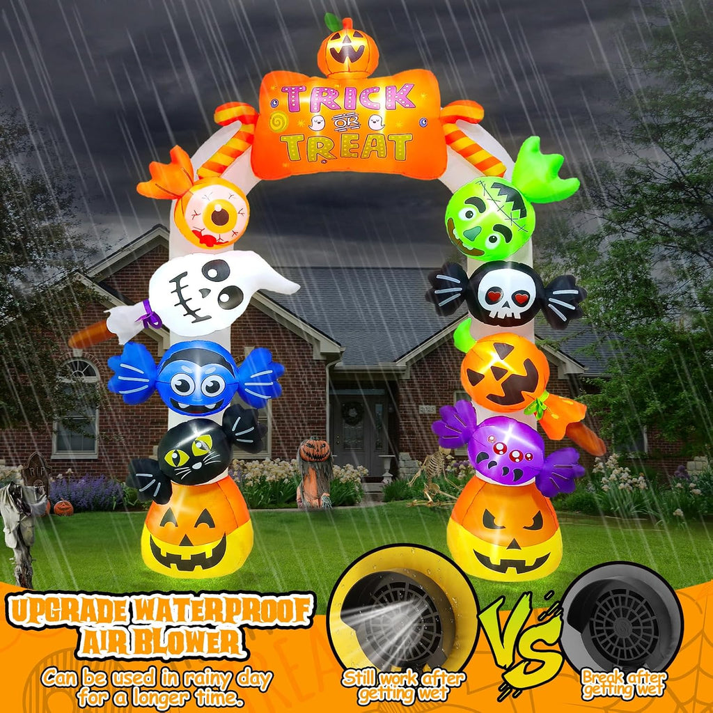 kalolary 10ft tall halloween inflatables archway candy ghost, close-up detail