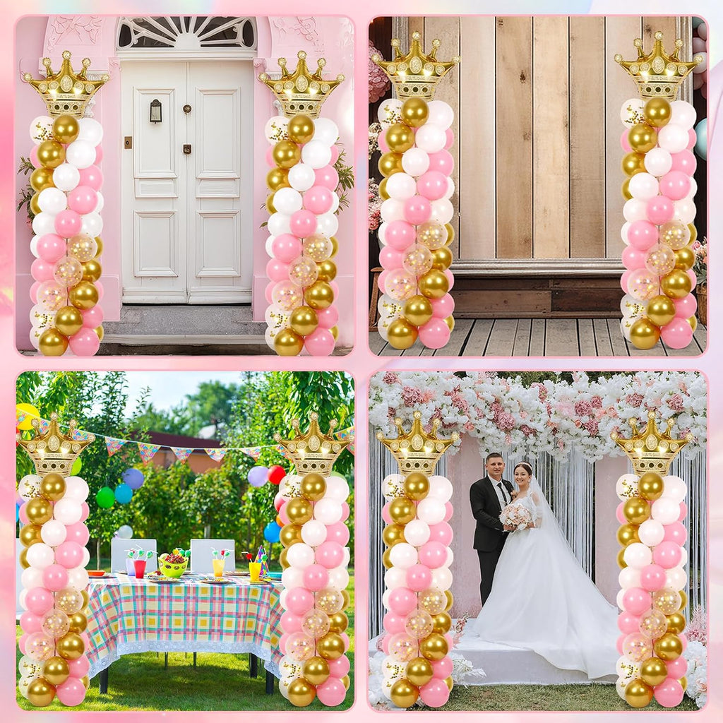 2 Sets Princess Balloon Column Stand Kit Adjustable Princess Balloon Decor