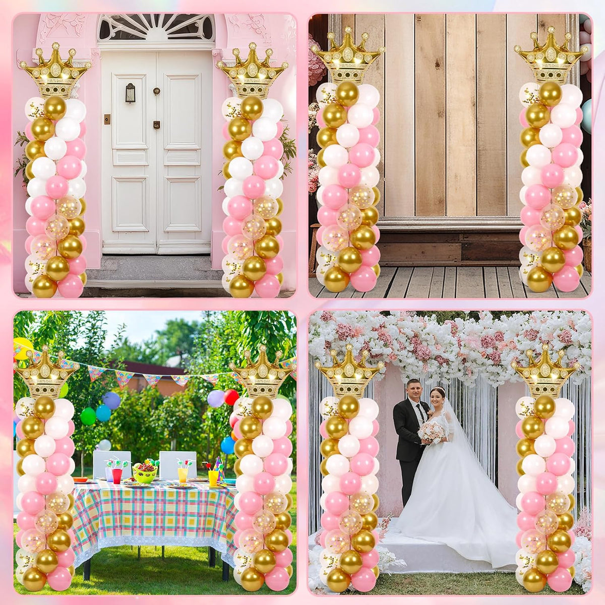 2 Sets Princess Balloon Column Stand Kit Adjustable Princess Balloon Decor