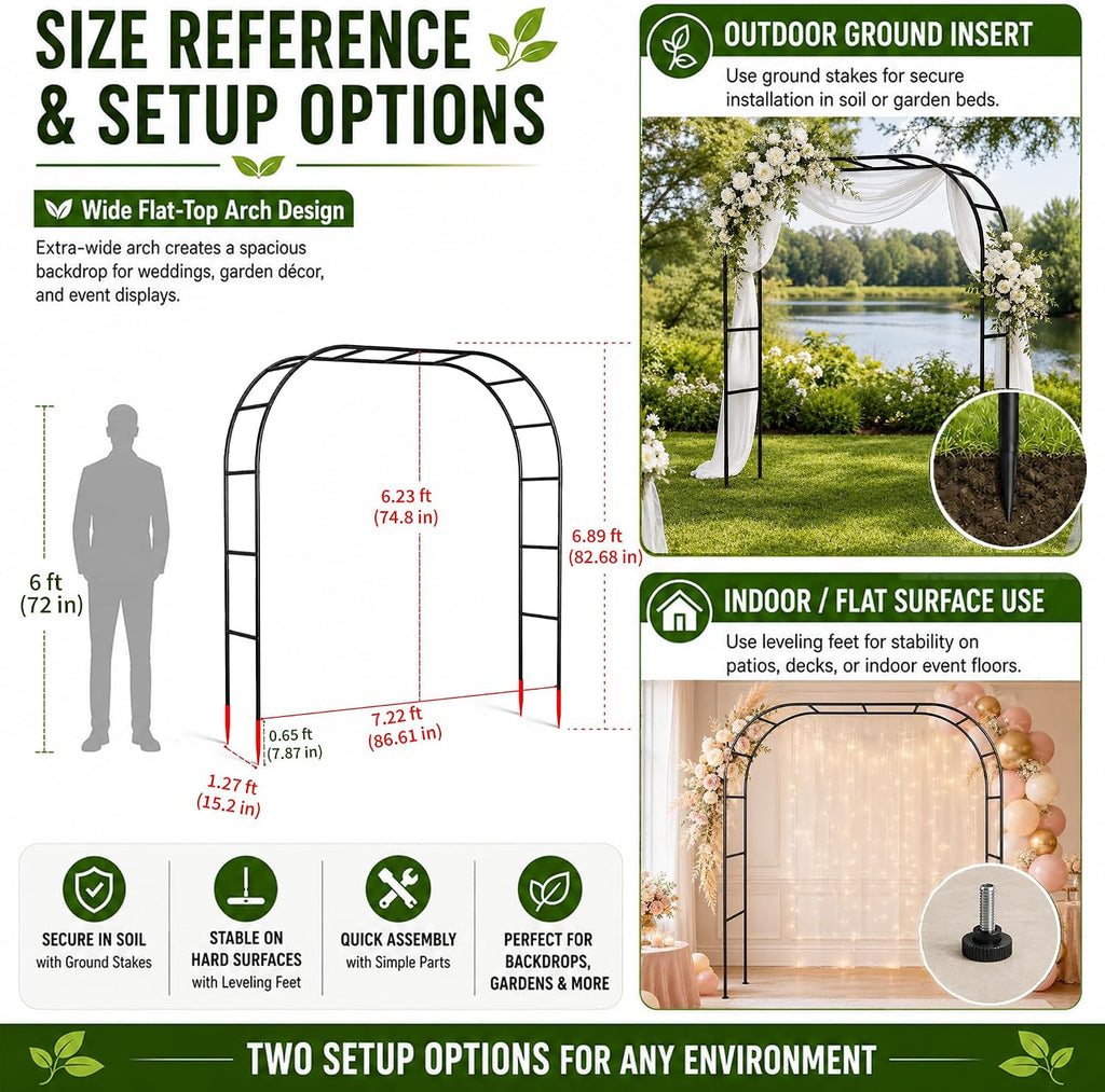 sunlph thickness metal garden arch trellis for climbing showing dimensions